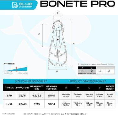 Ласти CRESSI Fins Bonete - Короткі ласти для дорослих, регульовані, міцні, легкі, зручні для подорожей, чорні/чорні, розмір S/M