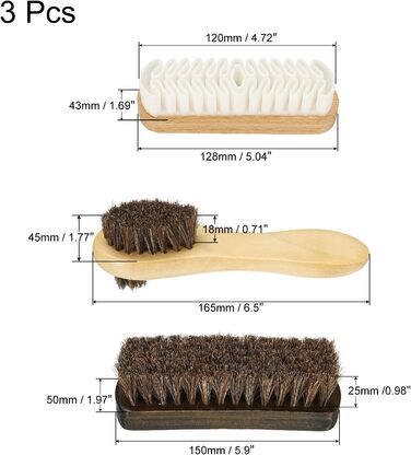 Щітка для взуття з кінського волосу 3 шт. з ручною щіткою для полірування замші для шкіряних чобіт