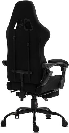 Ігрове крісло Delman, гоночне крісло, офісне крісло, комп&39ютерне крісло, масажна функція з 6 точками вібрації, крісло для керівника, тканинне, ергономічна підставка для ніг, 1036 (чорне)