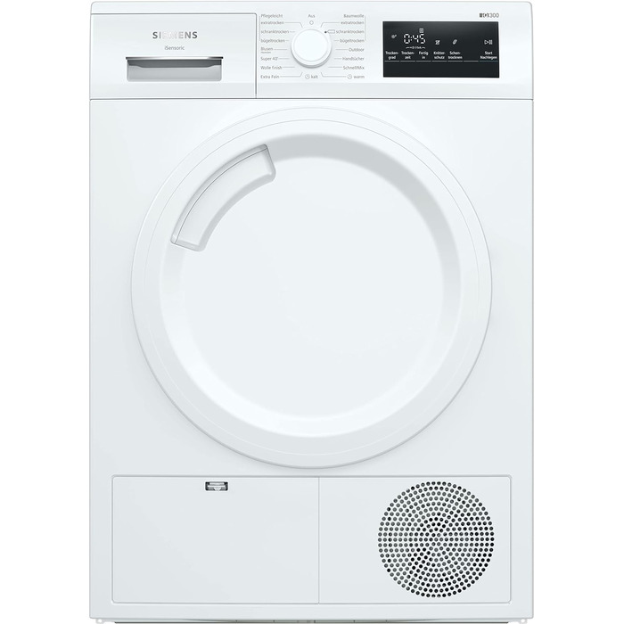 Сушильна машина з тепловим насосом Siemens WT47R440 іQ300, Single для 8 кг білизни енергоспоживання класу A, 176 кВтгод/рік, speedPack, autoDrу , білий