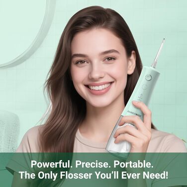 Бездротовий іригатор для порожнини рота, електричний зубний флоссер з 5 режимами тиску, водонепроникний IPX8, портативний пристрій для догляду за яснами, набір для очищення зубів, QR-7101 (Пастельно-зелений)