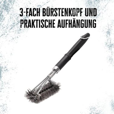 Щітка для гриля Grillfrst Premium зі щетиною з нержавіючої сталі та ручкою, що загвинчується, 45 см - щітка для чищення гриля, щіт