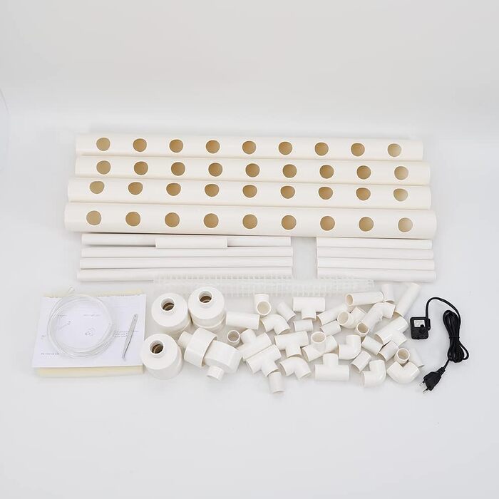 Шаровий набір для гідропонічного вирощування з 36 посадковими місцями, системи вирощування рослин без ґрунту з ПВХ з водяним насосом. Набір для гідропонічного вирощування для вирощування овочів і фруктів на балконах, садах, патіо та подвірях., 1-