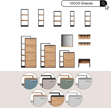 Окремостояча полиця Vicco Orlando, полиця для зберігання, антрацит/золотий дуб, 40 x 80,1 см антрацит/золотий дуб 80 x 40 см