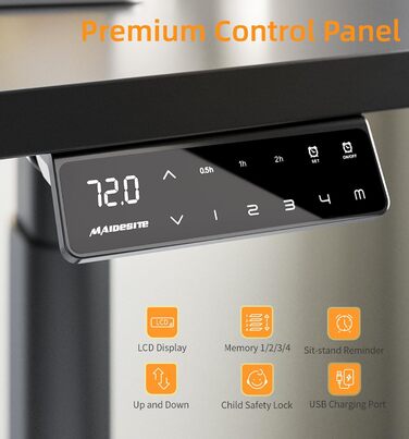 Каркас столу MAIDeSITe EL2 Pro Art з регулюванням висоти, овальна конструкція ніжок, електрично регульований по висоті каркас столу, подвійний двигун, вантажопідйомність 180 кг з 4 налаштуваннями пам&39яті та функцією захисту від зіткнень, чорний