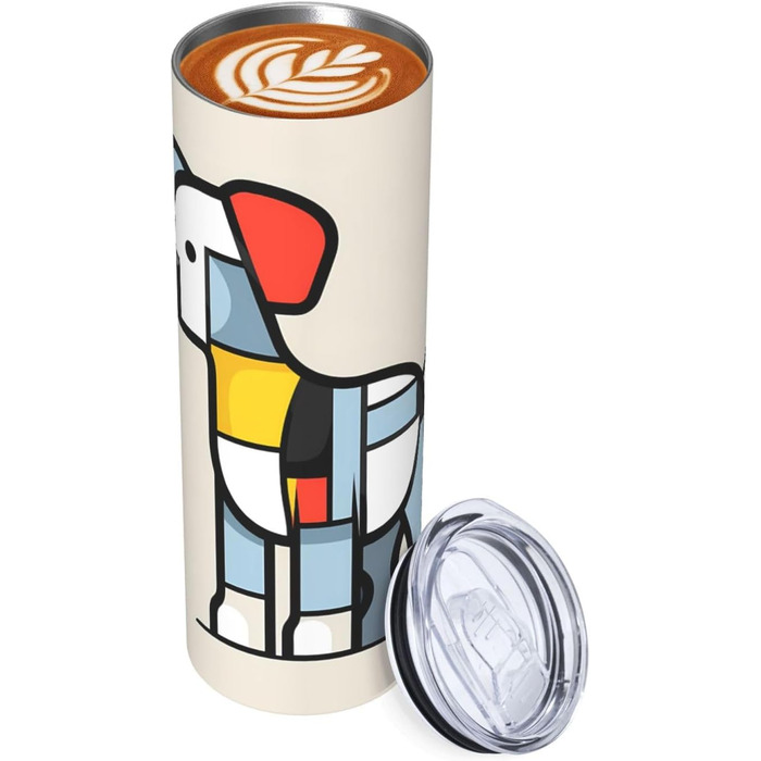Кухоль з прямою трубочкою, дизайн абстракціонізм Мондріана, дрібний анімалістичний принт, дорожній кухоль, підходить для кемпінгу, офісу та дому, 590 мл