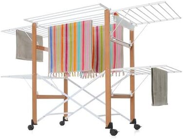 Складаний кінь для одягу, 105 x 80 x 174 см, дерево, горіх