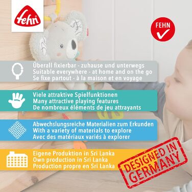 Іграшка-підвіска Fehn Кажан розвиваючий іграшковий центр для немовлят для візочка, ліжечка та автокрісла для кусання, хапання та звуків. Прорізувач для малюків від 0 місяців.