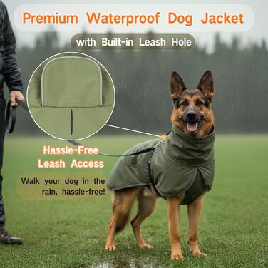 Водонепроникний дощовик для собак, регульований дощовик для великих та середніх собак, вітрозахисний теплий костюм для собак, лабрадор, хаскі (зелений, розмір M) M Зелений