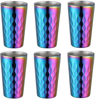 Двостінні чашки для води з нержавіючої сталі, 330 мл, штабельовані, ізольовані, для кемпінгу та використання на природі, срібні, 6 шт.