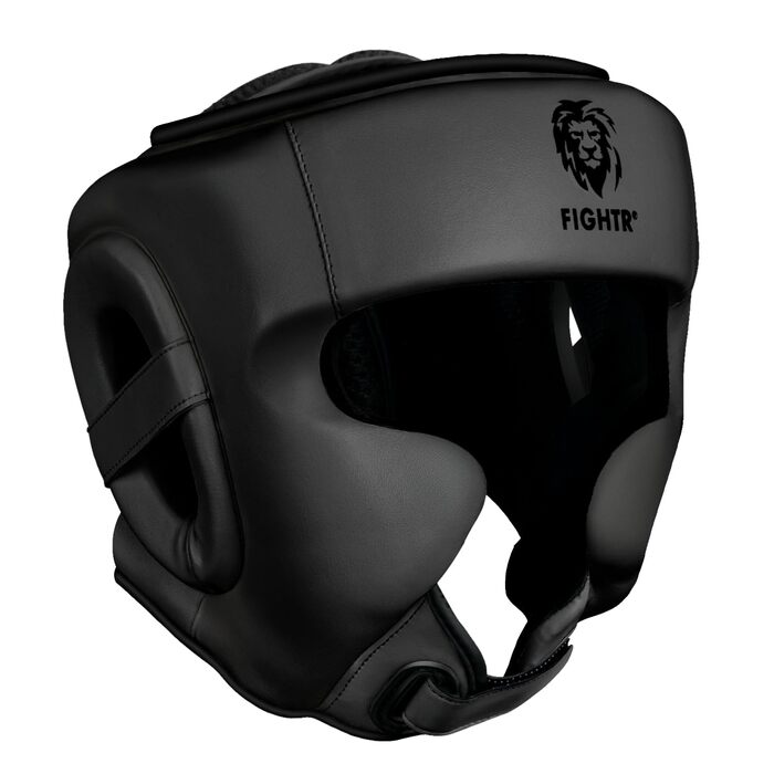 Шолом FIGHTR MMA з оптимальною посадкою для максимального захисту Боксерський шолом для спарингу Регульований розмір для боксу, MMA, муай-тай, кікбоксингу та бойових мистецтв, розмір S/M, повністю чорний