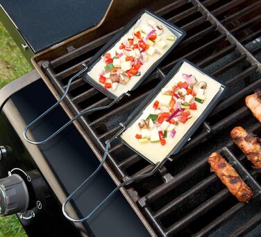 Сковорідки для раклету Rosenstein & Shne Набір з 6 сковорідок-гриль зі складною ручкою, можна мити в посудомийній машині (раклетні сковорідки гриль, сковороди-гриль, пластини для гриля)