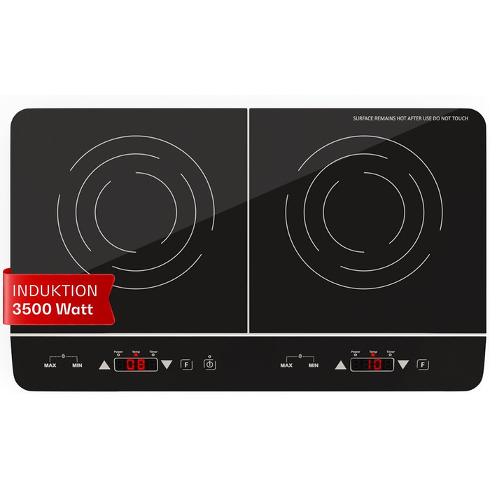 Електрична індукційна варильна поверхня Klarstein, Індукційна плита з 2 мобільними пластинами, Індукційна плита 3500 Вт для кемпінгу та дому, 2 індукційні плити портативні, Сучасна подвійна індукційна плита Чорний