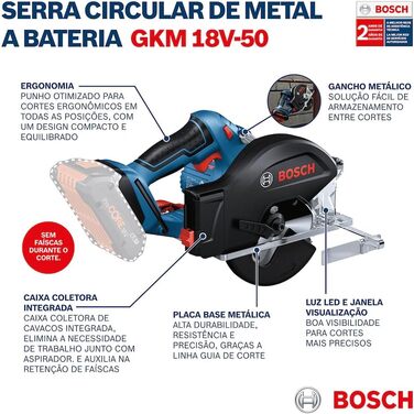Акумуляторна дискова пила Bosch Professional 18V System GKM 18V-50 (швидший хід роботи, менше іскор і стружки, без акумулятора/зар