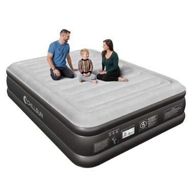 Надувний матрац CHILLSUN для 2 осіб, 203x152x46 см, з електричним насосом, надзвичайно товста водонепроникна флокована поверхня, легко зберігається для кемпінгу та гостьового ліжка