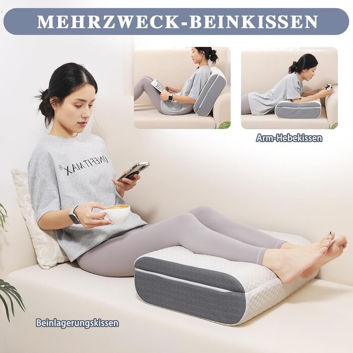 Подушка для колін GOFORIT для сну на спині, двошарова подушка для підняття ніг з піни з ефектом пам&39яті, м&39яка та підтримуюча, подушка для ніг для полегшення