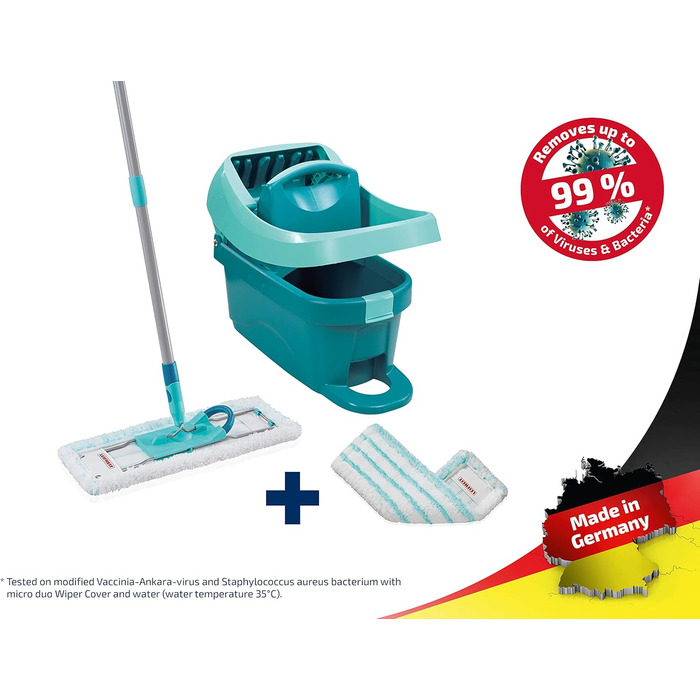 Набір для натирання швабри Leifheit Profi XL з підлогоочисником і коліщатками в комплекті зі змінним чохлом Profi micro duo з мікр