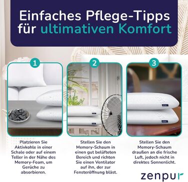 Подушка для шиї ZenPur, 2 шт., 40x60-13 см, подушка з піни з ефектом пам&39яті - ергономічна подушка для сну для шиї та плечей, сертифікована Oeko-TEX, середня, 2 шт., 40 x 60 x 13 см