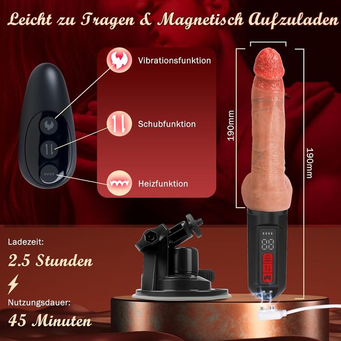 Фалоімітатор Kexyz, з 5 режимами поштовху та 10 режимами вібрації, телесного кольору
