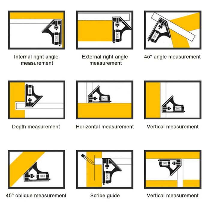 Кутник комбінований 300 мм, кутник столярний 180 мм, набір столярних олівців олівець12 грифелівголка для розмітки - багатофункціональний набір трикутних лінійок столярних для вимірювання та розмітки