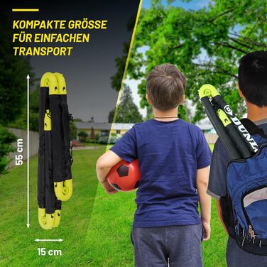 Футбольні ворота Dunlop - Складані футбольні ворота - Футбольні ворота для дітей садівництва - Футбольне тренувальне обладнання для використання в приміщенні та на вулиці - Чорний/Жовтий, 2 шт. 50x44x44 см