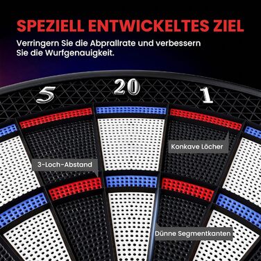 Електронна мішень для дартсу SPORTNOW з РК-дисплеєм, 6 м&39яких дротиків, 18 ігор, 159 варіацій, автомат для дартсу, набір мішень для дартсу до 8 гравців