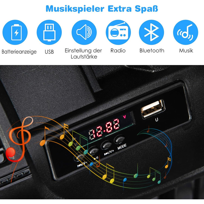 Дитячий електромобіль DREAMADE 12V, дитячий автомобіль з пультом дистанційного керування 2.4G та фарами і музикою, дитячий транспо