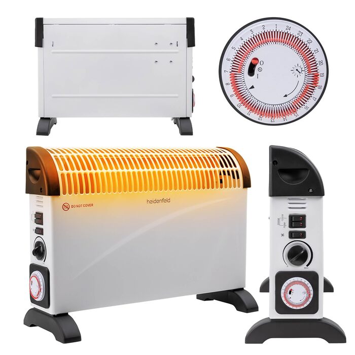 Електричний конвекторний обігрівач Heidenfeld HL200 Конвекторний обігрівач потужністю 3 Вт - 2000 Вт - конвектор - термостат - захист від замерзання - електричний обігрівач - опалення - вентиляторний обігрівач - до 25 м (з турбонаддувом)