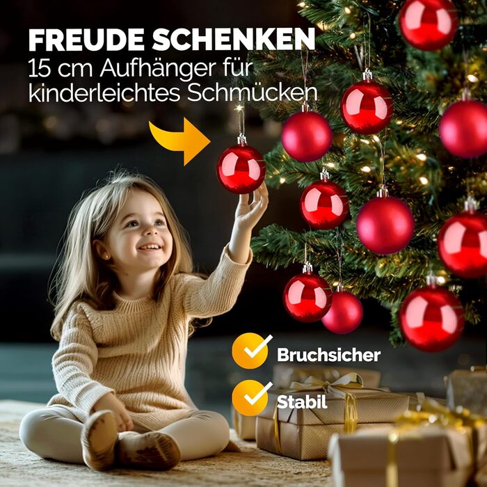 Різдвяні кульки набір з 54 шт червоні Deuba