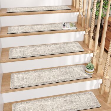 Доріжка для сходів Tiveney, нековзка, 20,3 x 76,2 см, гумова основа, килимки для дерев&39яних сходинок, килимок для безпеки сходів, що миється, хакі, сходинки для дітей, собак старшого віку, 15 шт. 8&39 x 30&39 хакі 15