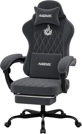 Геймерське крісло початкового рівня, ергономічне комп&39ютерне крісло з регульованою висотою та спинкою, просте ігрове крісло для дітей, підлітків та дорослих для кімнат та офісів, сірого кольору.