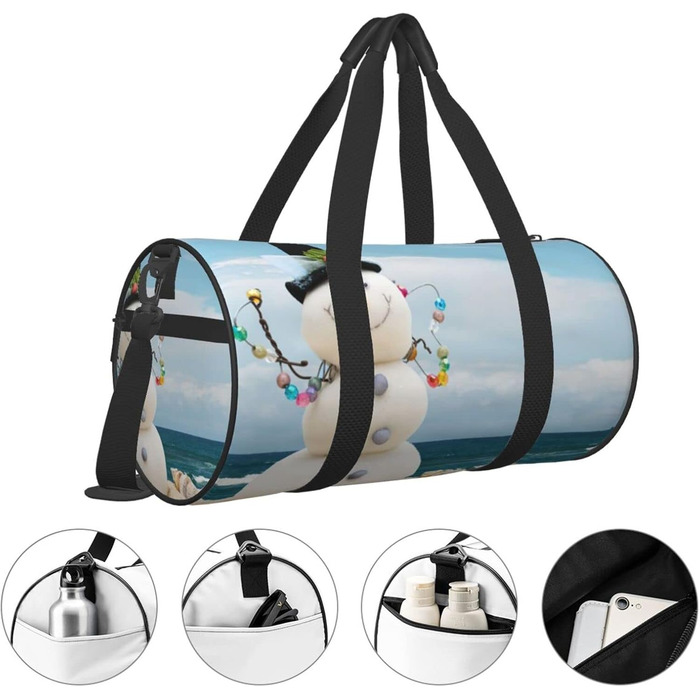 Дорожня сумка Сніговик на пляжі, спортивна сумка для чоловіків та жінок, сумка-мішок, спортивна сумка