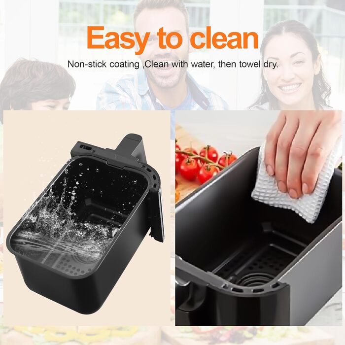 Аерофритюрниця Фритюрниця з оглядовим вікном, Emphsism Airfryer XXL 7L 1700W з цифровим світлодіодним сенсорним екраном, 10 програм, фритюрниця гаряче повітря без жиру, функція підігріву та вбудоване освітлення