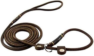 Шкіряний повідок для маленьких та середніх собак, цуценят, легкий, тонкий, але міцний, регульований, м'який та елегантний, довжина 160 см, ширина 0,6 см (коричневий)