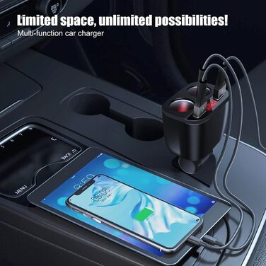 Вт USB C автомобільний зарядний пристрій прикурювач розподільник адаптер розгалужувач 2 розетки швидка зарядка 12V/24V DC зі світл