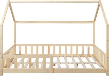 Дитяче ліжко Hesel House ліжко дерев'яне 120 x 200 см із захистом від випадіння та рейковим каркасом Підлогове ліжко Молодіжне ліж