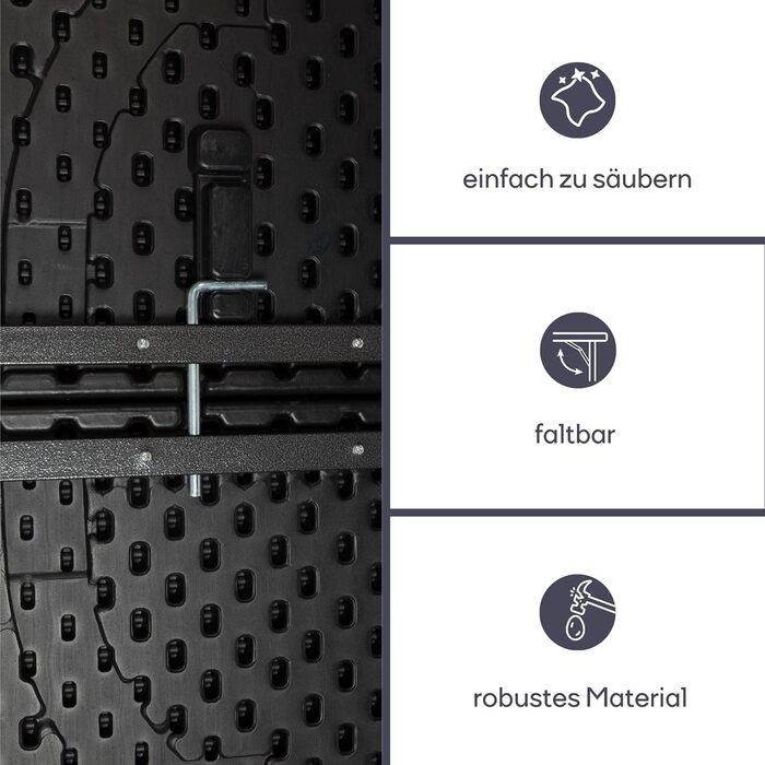 Складаний стіл Perel, фуршетний стіл, кемпінговий стіл, стіл для пікніка, чорний дерев&39яний вигляд, складаний та портативний з ручкою, стільниця з HDPE та сталевий каркас, 180 x 75 x 72 см, для використання в приміщенні та на вулиці