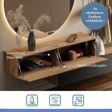 Меблі для передпокою Planetmbel Шафа для одягу Шафа для одягу Підвісна шафа 140 см золотий дуб, компактна шафа з дверцятами як міс