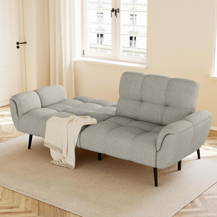 Диван JIEXI з функцією сну, 3-місний диван-ліжко, 155x85 см, зручний та підходить для вітальні, офісу, кімнати, вітальні, спальні (світло-сірий)