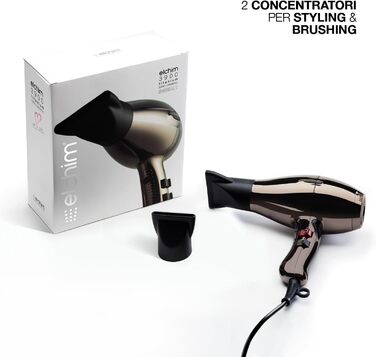 Іонний фен Titanium з вилкою Schuko - Професійний фен Made in Italy - Легкий і тихий, для здорового волосся, на 30 скорочений час