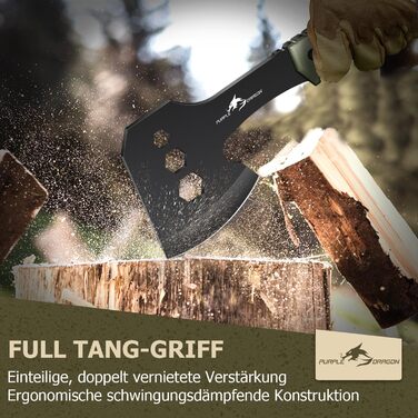 Великий ніж-сокира Purple Dragon для активного відпочинку, набір з піхвами. Міцний сокира з цільного шматка сталі D2, для кемпінгу, виживання та розпилювання деревини. Чудовий подарунок для чоловіків, колір зелений.