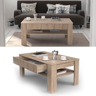 Журнальний столик Vicco Milan, стіл для вітальні з шухлядою, Сонома, 92,2 x 65 см