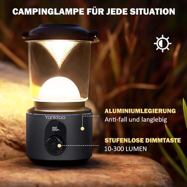 Акумуляторний кемпінговий ліхтар кемпінговий ліхтар USB-C ємністю 10400 мАг з червоним світлом та РК-екраном, алюмінієвий корпус, кемпінговий ліхтар, водонепроникний кемпінговий ліхтар IPX5 для походів, риболовлі, надзвичайних ситуацій, сірий