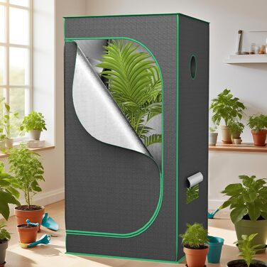 Гроубокс для вирощування в приміщенні, світлонепроникний та водонепроникний, з прозорим вікном огляду. Намет для рослин з тканини Oxford 600D. Намет для вирощування томатів, овочів та інших культур в приміщенні - 80x80x160 см.