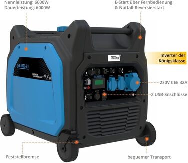 Інверторний генератор Gde ISG 6600-3 E Аварійний генератор живлення Генератор 230 В