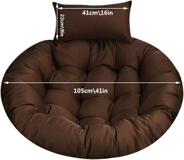 Подушка для підвісного крісла на вулицю, XXL, сіра, діаметр 105 см, товщина 15 см, піна з ефектом пам&39яті, можна прати, знімний чохол, нековзний ремінь, регульований підголівник