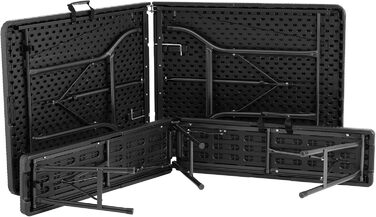 Комплект садових меблів tectake з 3 предметів, складаний кемпінговий стіл з 2 пивними лавками, балконні меблі, комплект садових або патіо столів, комплект пивного намету, з ручками для перенесення, довжина 180 см (чорний) Чорний (імітація ротанга)