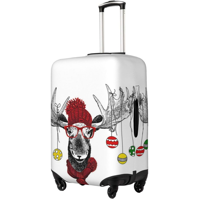 Чохол для валізи Веселий Олень, захисний, еластичний, для валіз розміром 45.7-81.3 см, Чорний, Великий