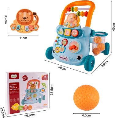 Дитячі ходунки MalPlay, іграшкові ходунки, багатофункціональна іграшка для малюків, іграшкові ходунки для дітей, музичні ходунки для активності