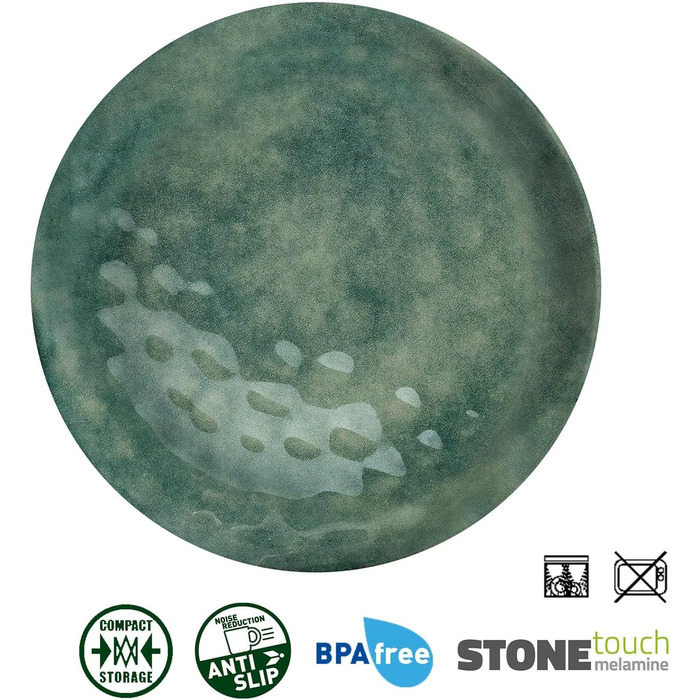 Набір посуду для кемпінгу BRUNNER з меламіну на 2-4 особи (набір 8, 12, 16 або 36 предметів) - венеціанський морський зелений - високоякісний, нековзний набір Tte--Tte з 8 предметів